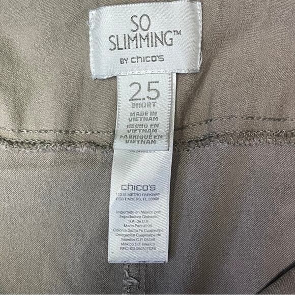 Chico’s so slimming pants tan stretch comfortable flattering size large short - Picture 4 of 4